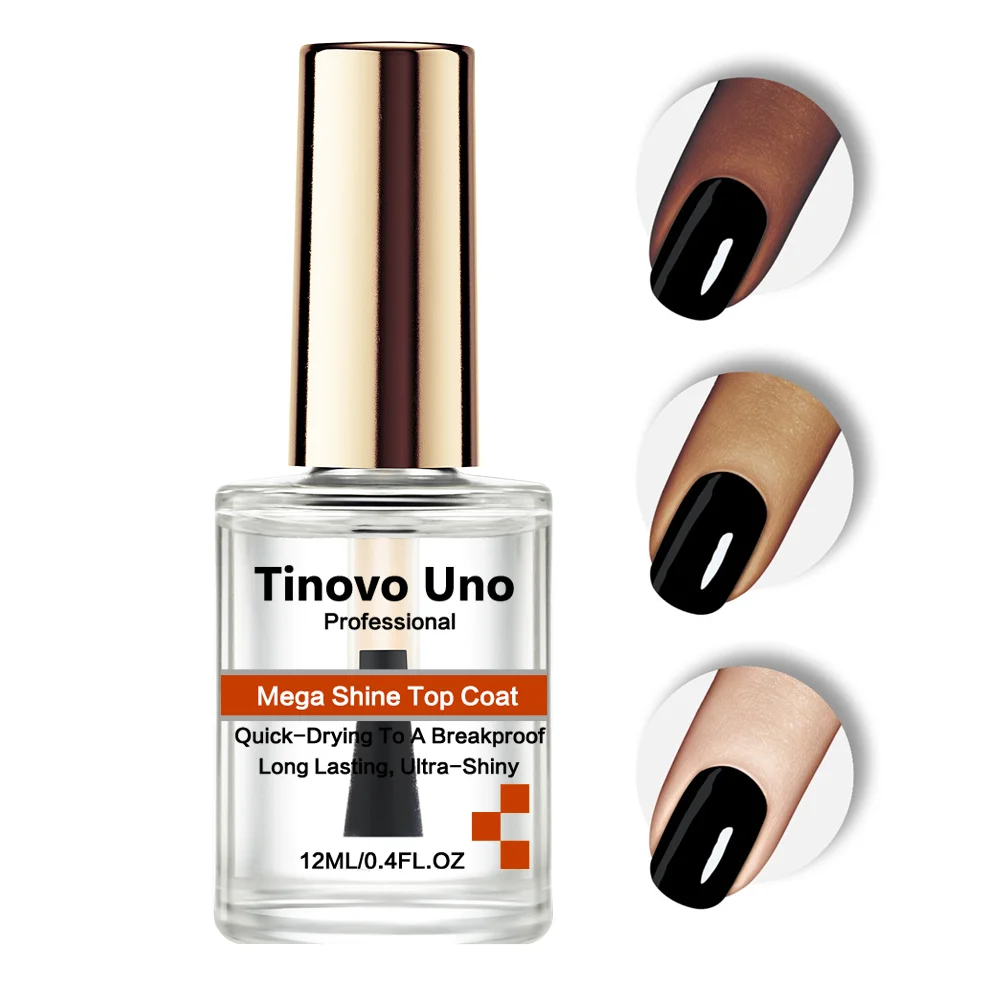 Tinovo Uno Mega Shine Top Coat Ultra Glans Nagelverharder Regelmatige Normale Nagellak Langdurige Reparatie Dunne Broze Nagels Kunst