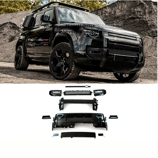 

Black Knight Style Exterior Upgrade Kit for 2020-2025 Land Rover New Defender 110/90 - Front Rear Bumper & Gloss Black Body Trim