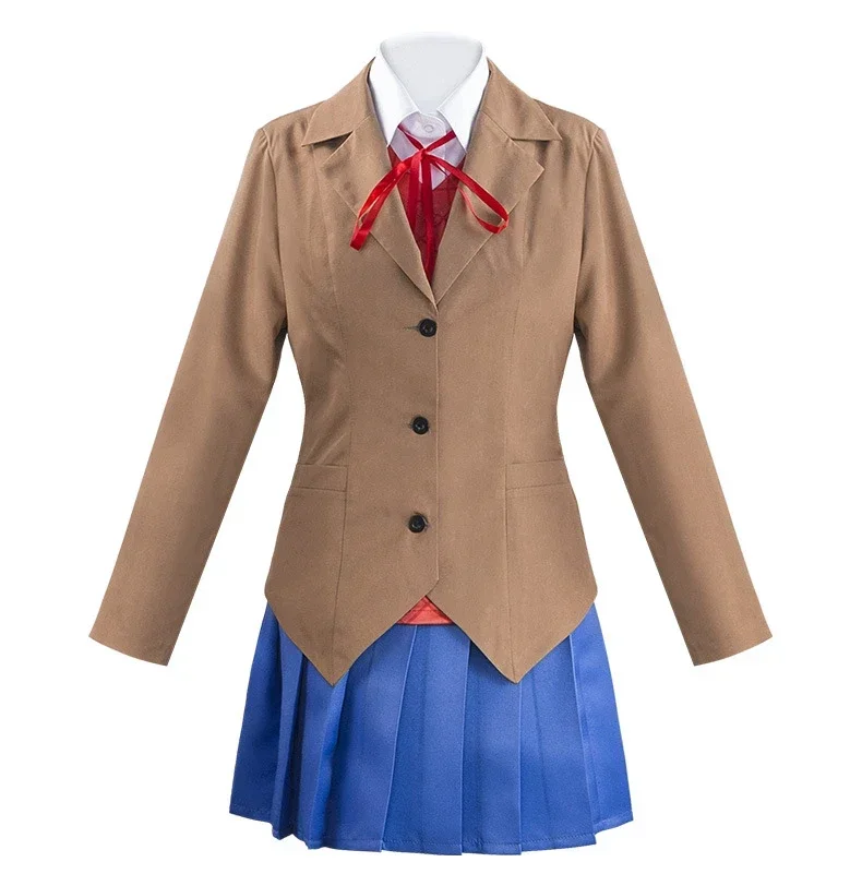Disfraz de Cosplay de Monika, Sayori, Yuri y Natsuki del Juego Doki Doki Literature Club, Conjunto de Disfraz con Peluca, Uniforme Escolar, Disfraces para Mujer
