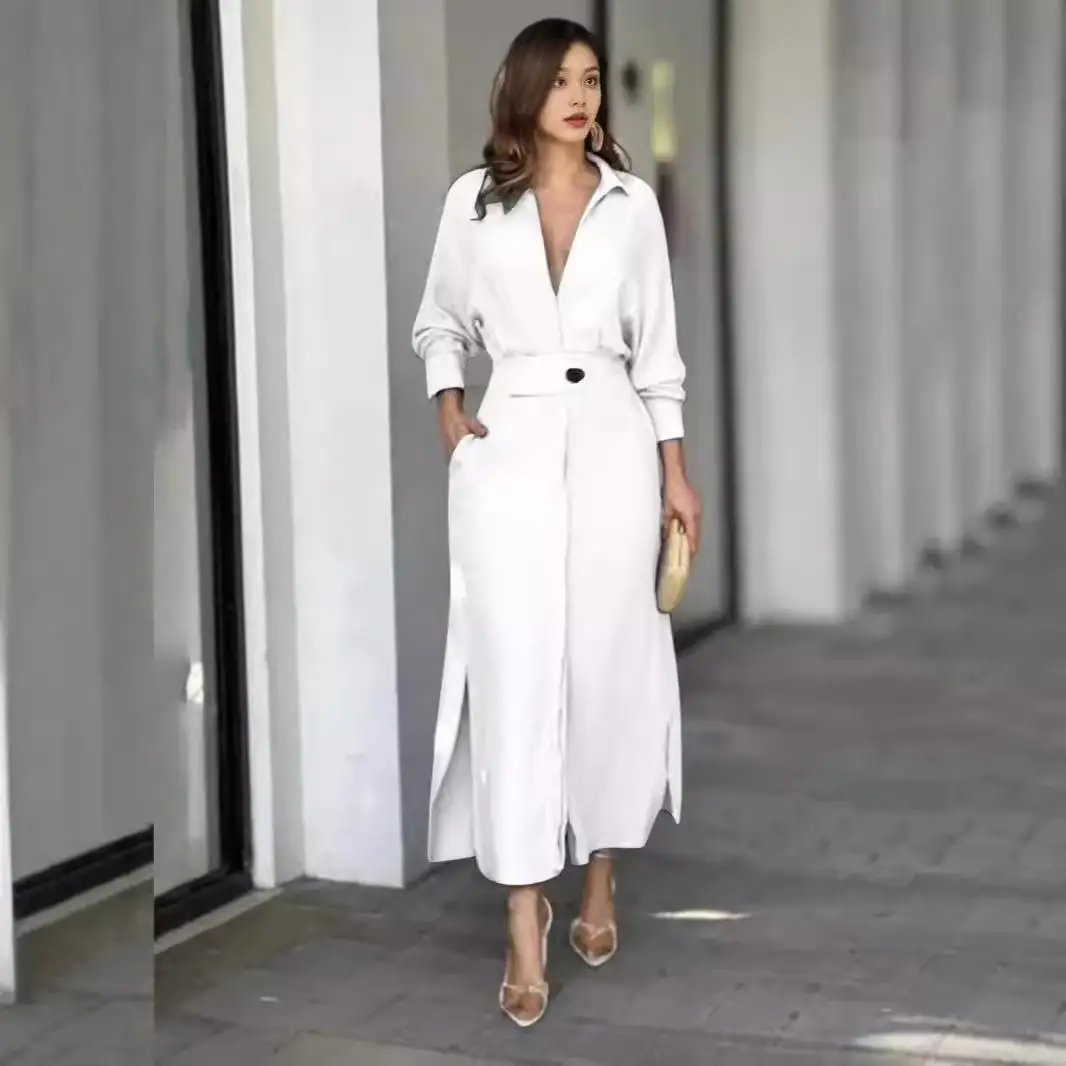 تنورة نسائية طويلة برباط على الخصر من Swedi irt Commute Sle عادية من نسيج البوليستر تنورة غير متساوية طويلة... #2