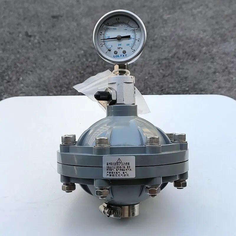 Pulsation Dampener CPVC UPVC Body with Pressure Gauge, PVDF Bladder Type Surge Damper for Chemical Pump System