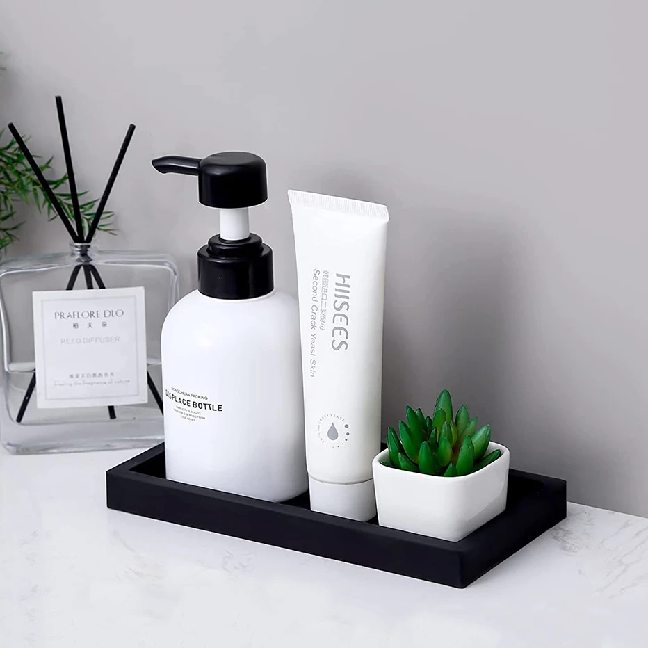 Silicone Soap Dispenser Tray Bathroom Vanity Storage Tray for Dish Soap Sponge Perfume Candle Countertop Storage Tray 2 Sizes