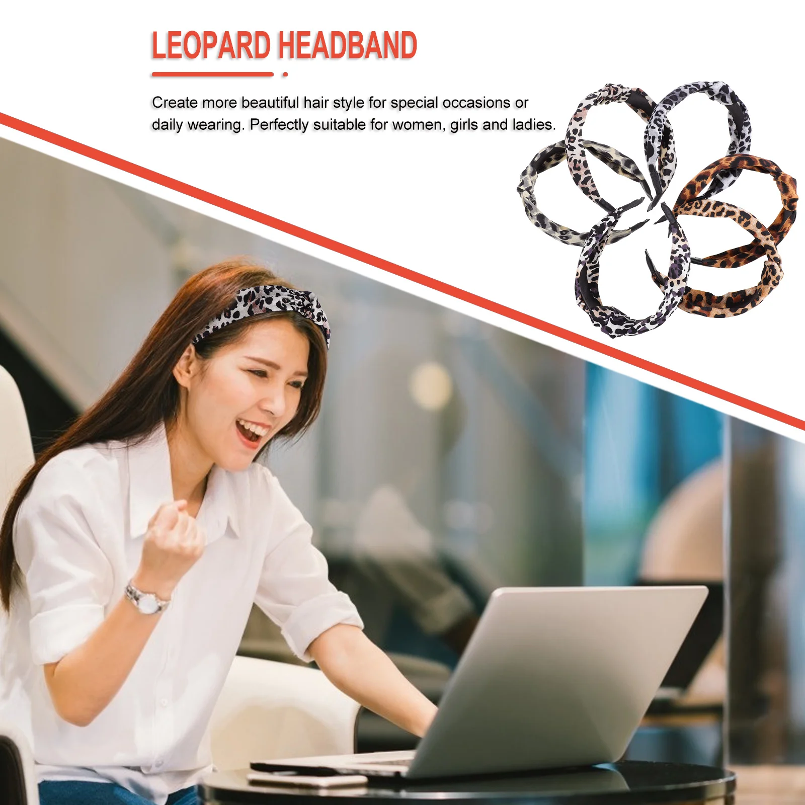 

6Pcs Leopard Headbands Wide Knotted Hairbands Hair Accessories for Women Girls Party Daily Use Fashion Leopard Hairband