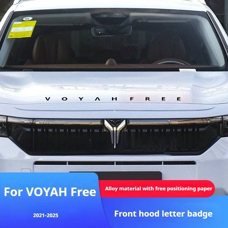 

For VOYAH Free Car Hood Letter Label Front Emblem Metal Engine Hood Stickers Darkening Rear Emblem Modification Accessories