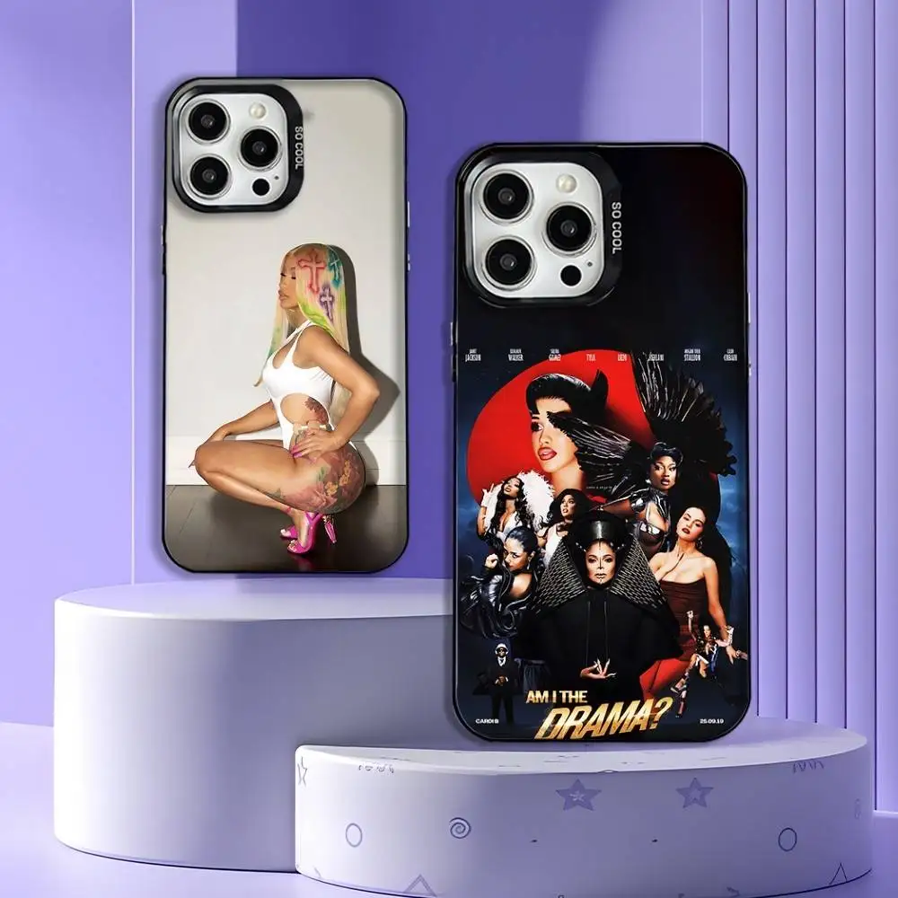 حافظة هاتف C-Cardi B Am I The D-Drama لهاتف iPhone 17,16,15,14,13,12,11,Pro,Max,Plus,E,Air,Mini Black Tpu #1