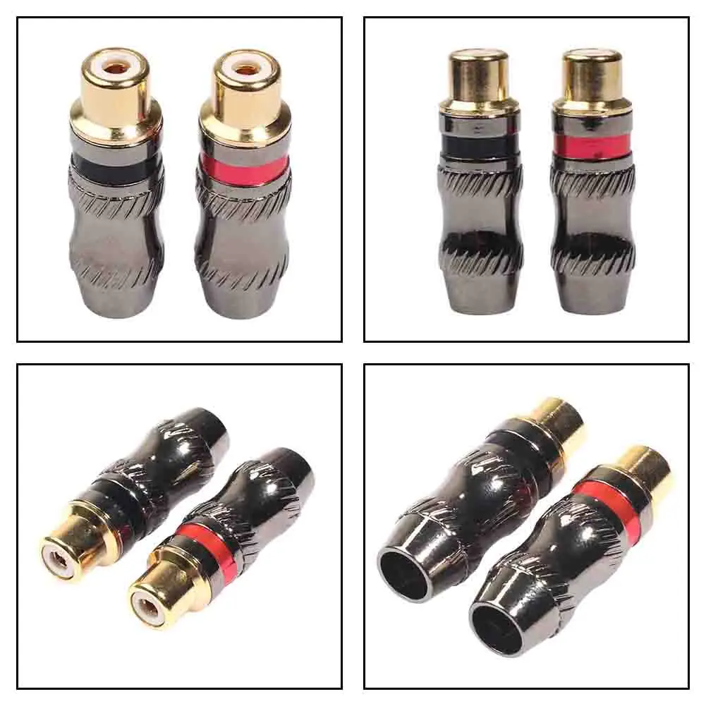 2PCS Gray Gold Plated For RCA Female Lotus Connectors for Coaxial and Audio Cables Zinc Alloy Shell Offers Reliable Shielding