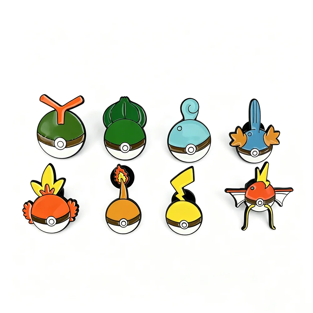 8Pcs/Set Pokemon Cartoon Anime Enamel Brooch Set Cute Animal Metal Lapel Pins Funny Cosplay Jewelry Accessories Gift for Friends - view 5
