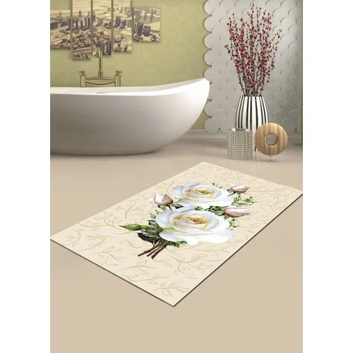 Ardizayn White Rose 70x120 cm. Slip-Resistant Leather Sole Bath Mat, Mat