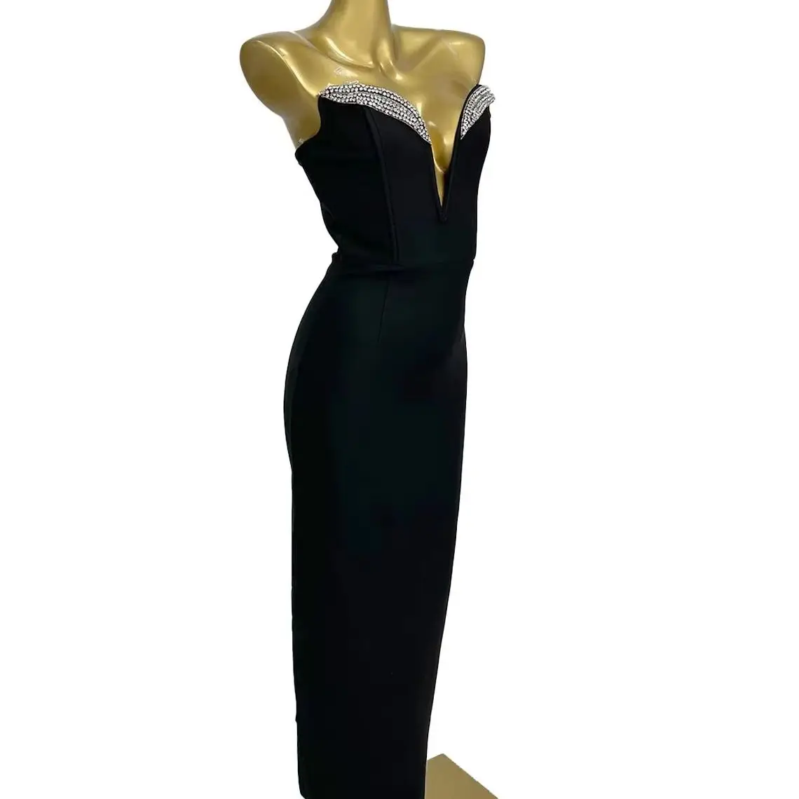 

Women Strapless Backless Sexy Bandage Dress Skinny Bandage Dress Lady Elegant Evening Gown Nightclub Birthday Party Long Dress