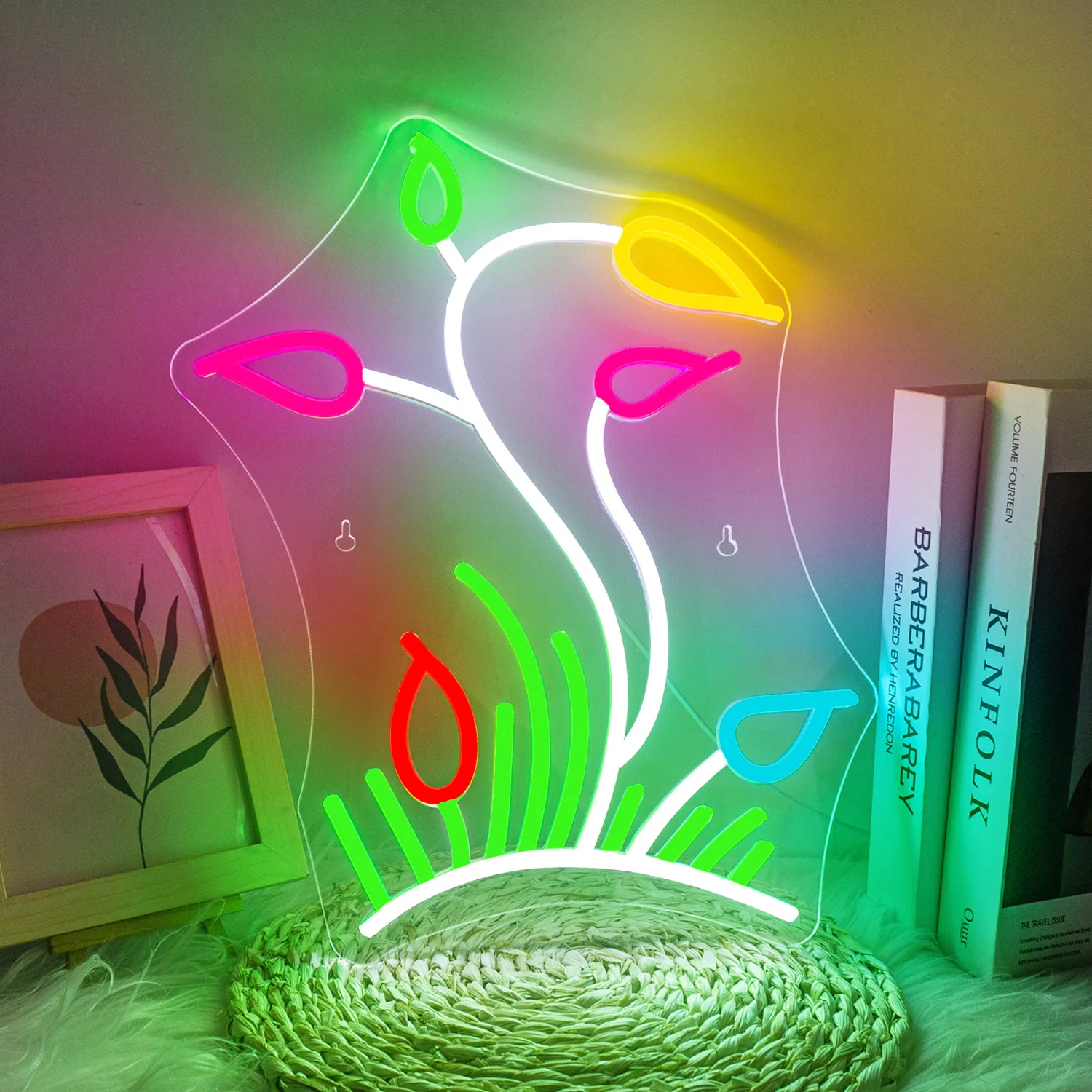 Flower Grassland Neon Sign Tulips Neon Light For Wall Decor Led Room Decoration For Home Party Birthday Gift Beauty Salon Lamp