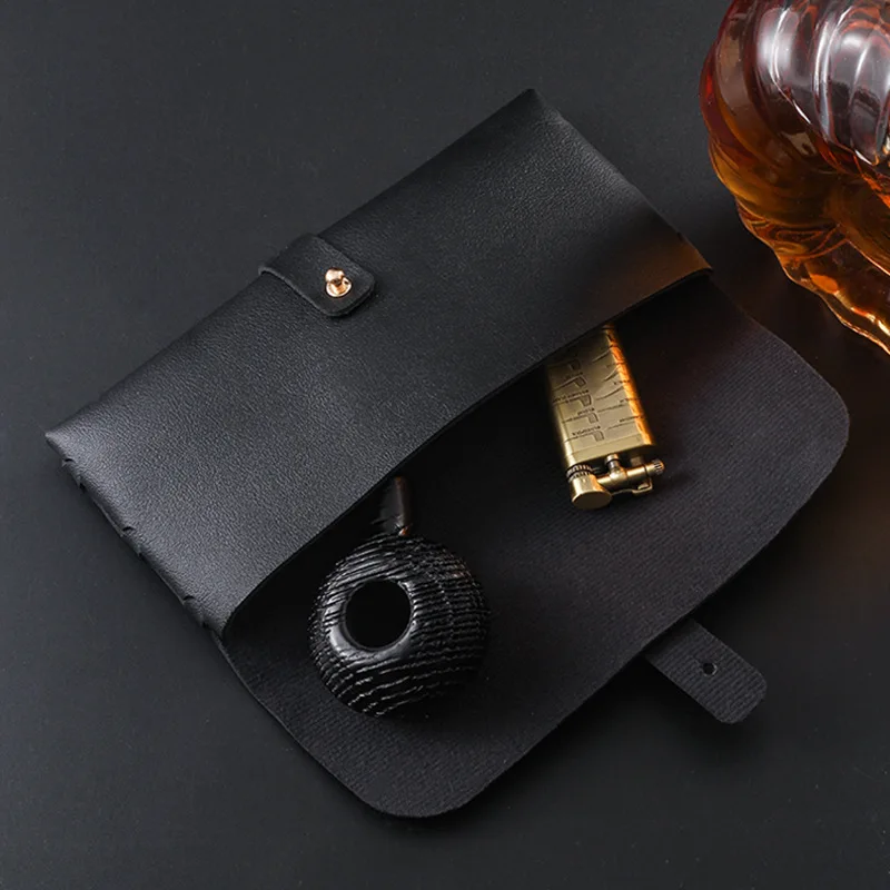 Tobacco Pouch Bag PU Leather Pipe Cigarette Holder Smoking Paper Holder Men Wallet Bag Portable Tobacco Storage Bag Gift