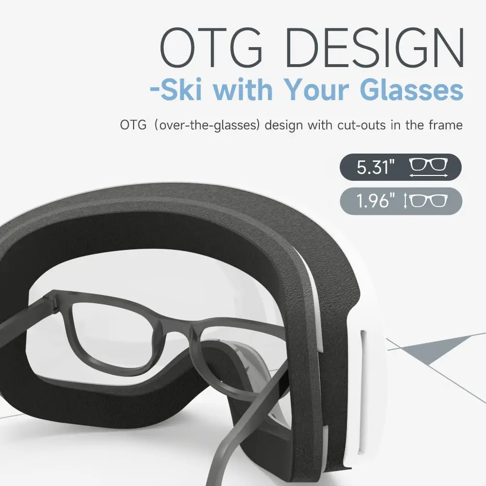 Ski Goggles Snowboard Goggles for Men Women Adults Youth,Over Glasses OTG/100% UV Protection/Anti-fog/Wide Vision