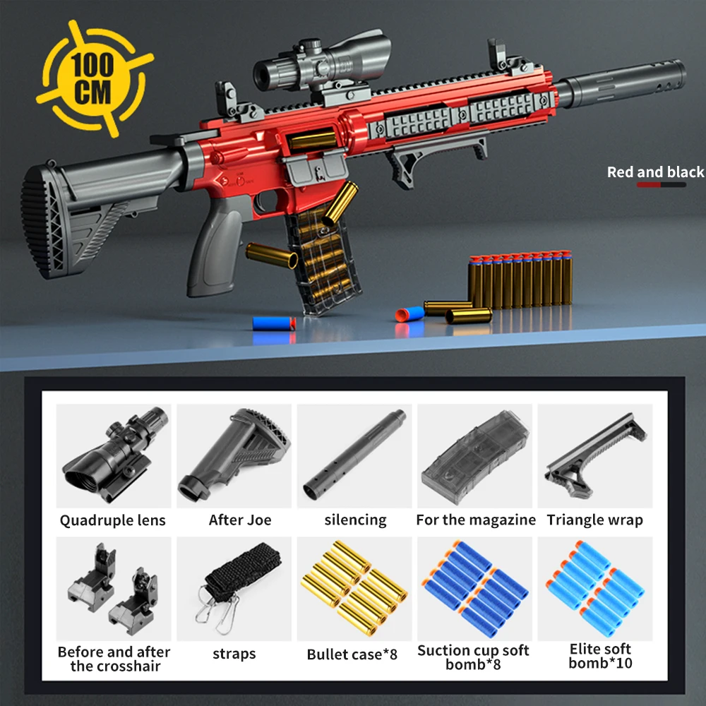 M416 escudo jogando arma de ejeção 98k airsoft pistola bala macia arma brinquedo crianças blaster atirar jogo ao ar livre meninos