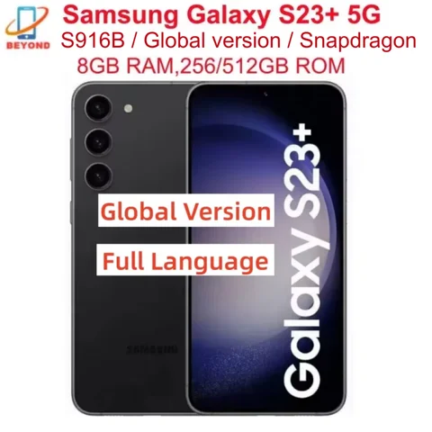 Samsung Galaxy S23 Plus S23+ 5G S916B Global Version 6.6" ROM 256/512GB RAM 8GB Snapdragon NFC Original Android Cell Phone