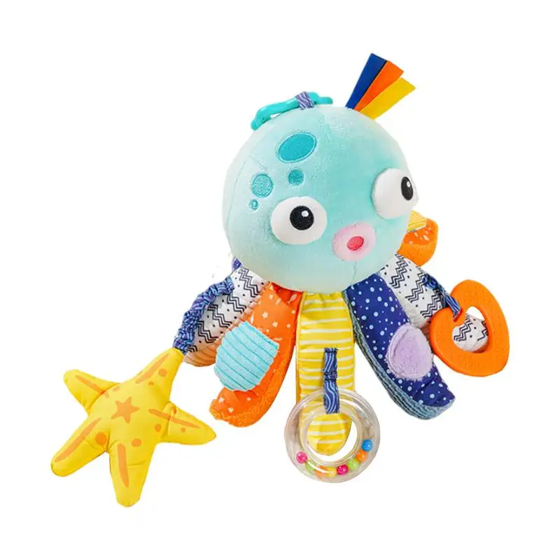 

Octopus Soft Sensory Toy Octopus Soft Rattles Hang Plush Octopus Stroller Crib Toy Sensory Activity Music Animal For 0 To 12