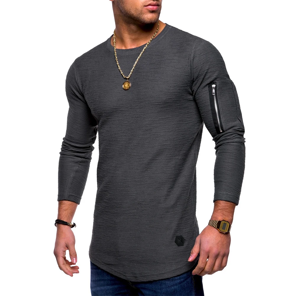 Men\'s Top Comfortable and Trendsetting Men's Long Sleeve T Shirt Slim Fit Muscle Blouse Activewear Pullover Tops Tee