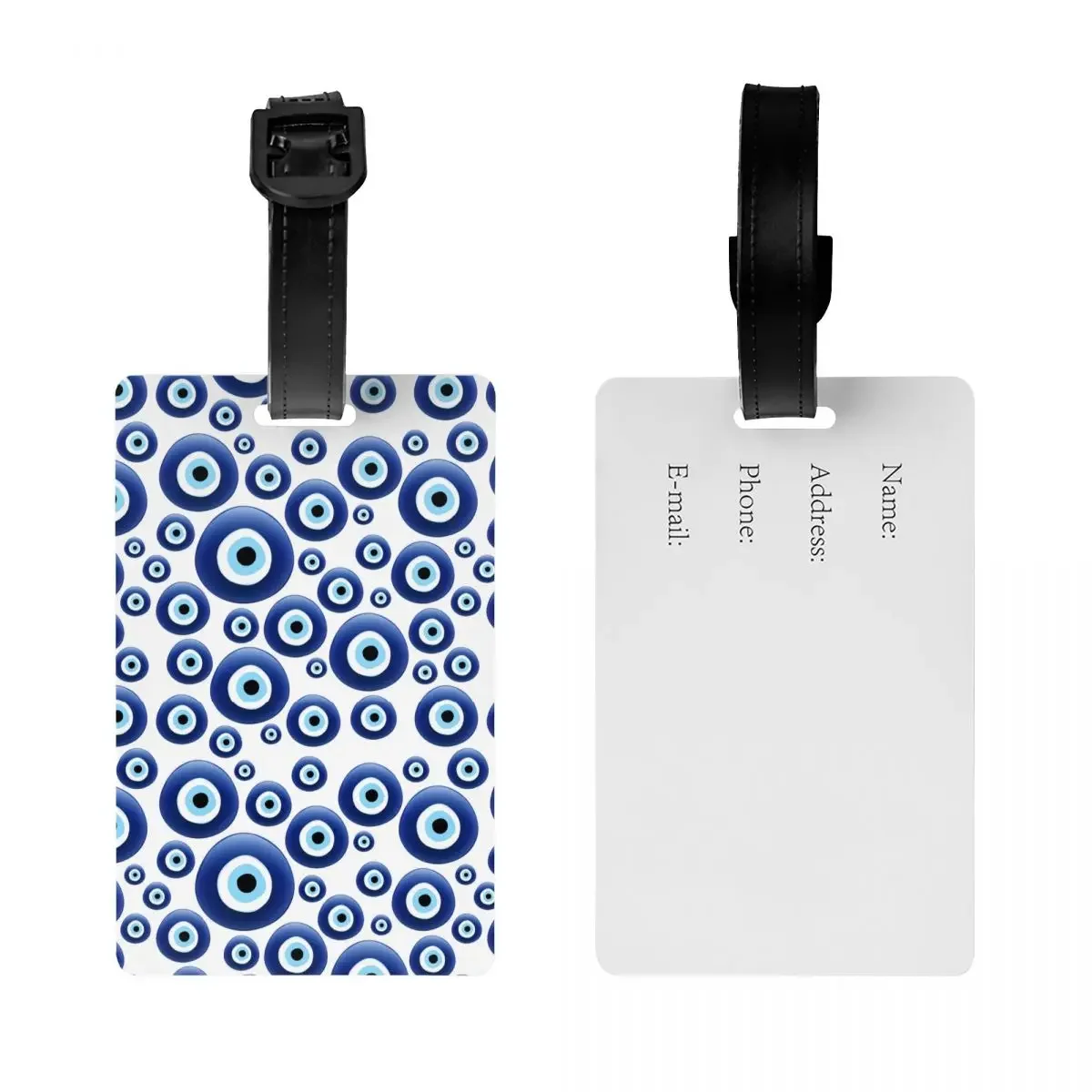 Mediterranean Evil Eye Protection Luggage Tag for Travel Suitcase Turkish Tribes Amulet Privacy Cover Name ID Card