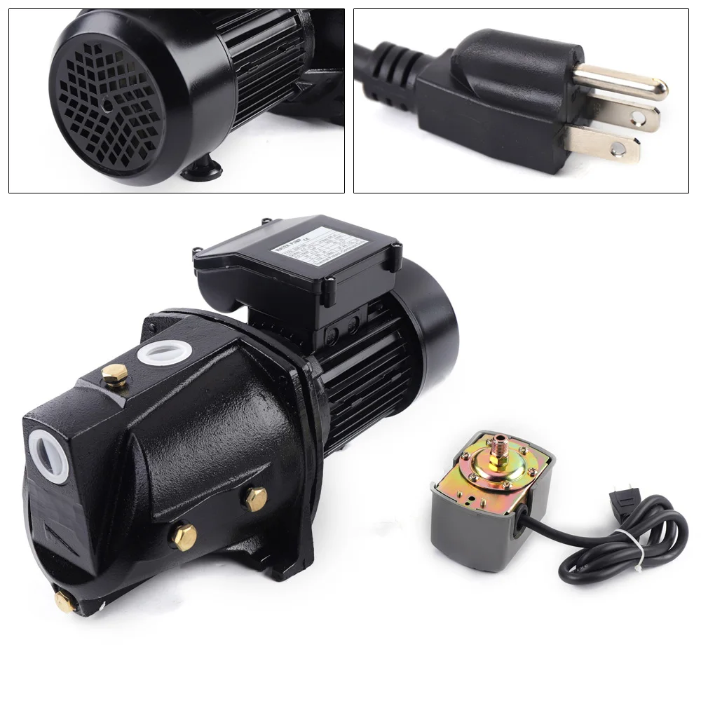 1HP Shallow Well Jet Pump with Pressure Switch 110V Water Jet Pump 750W Motor, for Daily Life and Agricultural Irrigation