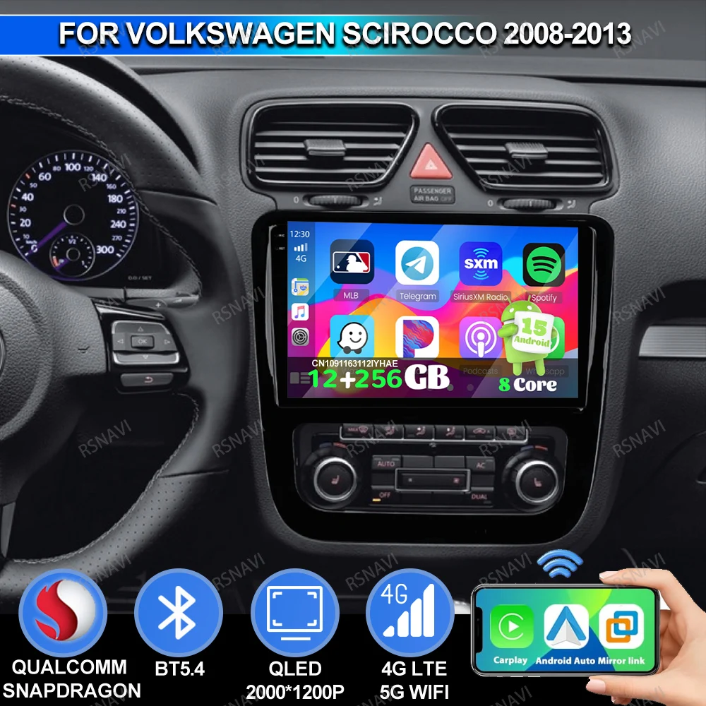 Radio de coche Android 15 para Volkswagen Scirocco 2008-2013 Tesla modelo Y Nipper Viedo Player accesorios de motocicleta RDS NO 2DIN DVD