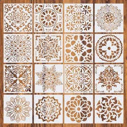 16 Teile/los 15*15cm Mandala Fenster Blume DIY Schichtung Schablonen Malerei Sammelalbum Färbung Präge Album Dekorative Vorlage
