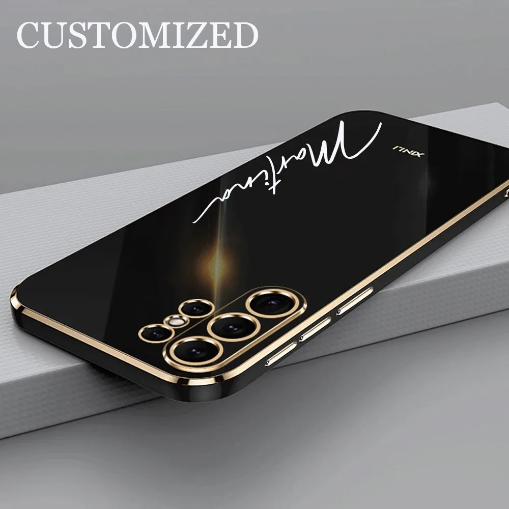 Personalized Custom Name Case For Samsung S24 S23 S22 S21 S20 Ultra Plus Luxury 6D Plating Soft Cover Samsung S23 S21 S20 FE 5G