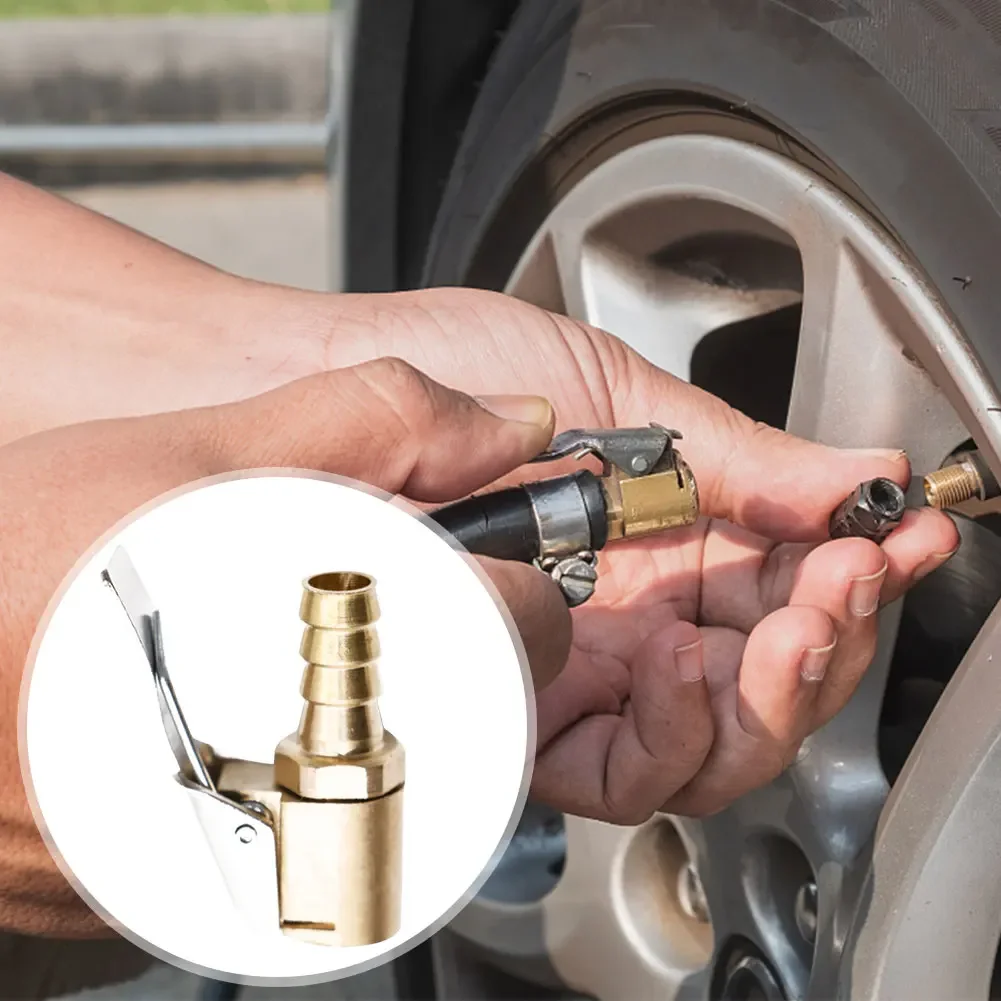 Inflator Pump Valve Connector Car Tire Air Chuck Brass Car Truck Air Pump Chuck Clamp Connector Adapter For Inflatable Pump Tool