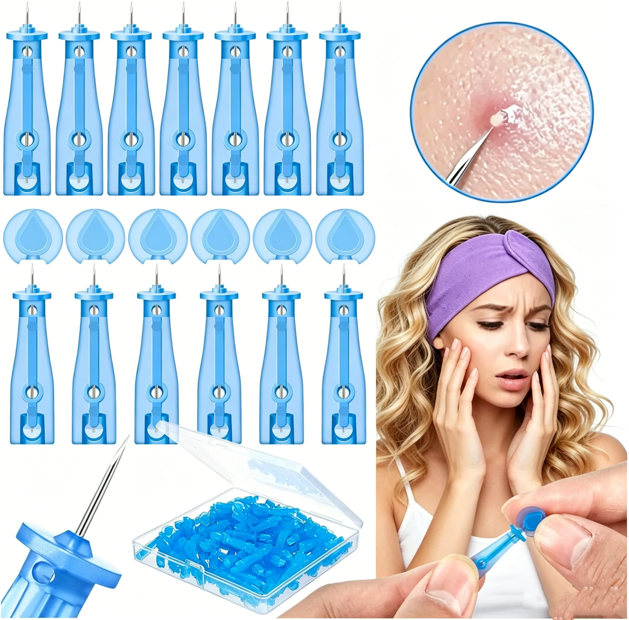 50pcs Disposable Sterile Acne Needles, Pimple Popper & Blackhead Extractor Tools, Sterile Lancets for Comedone Removal, Individu