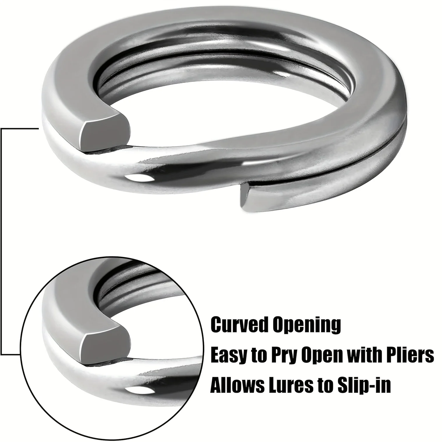 250 stücke Angeln Split Ringe Edelstahl Heavy Duty Salzwasser Köder Haken Angeln Stecker (Angeln Zangen Optional) – Detail 5