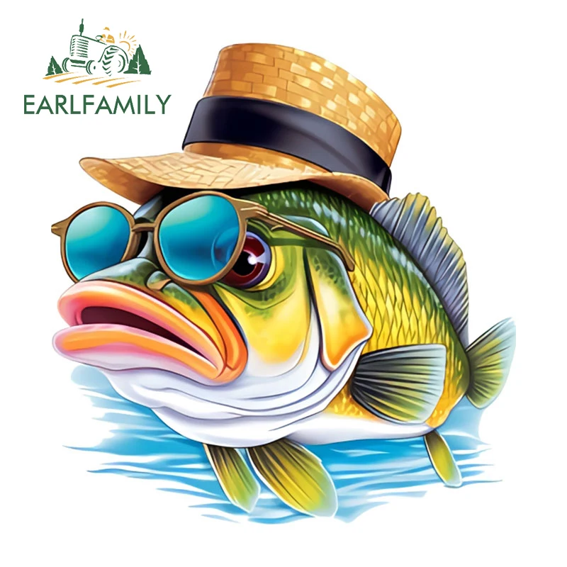 EARLFAMILY صور نابضة بالحياة من الأسماك في القبعات ملصقات السيارات خوذة فنية جميلة مرآة الرؤية الخلفية الشارات سلع Campervan الرائعة
