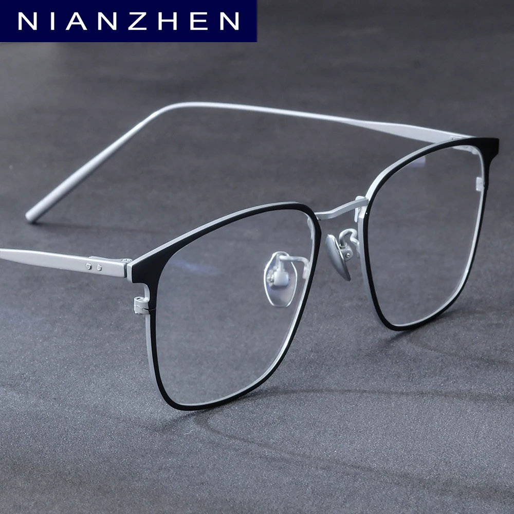NIANZHEN Titanium Alloy Glasses Frame Men Brand Design Square Eyeglasses Ultralight Japanese Retro Vintage Women Eyewear 30020