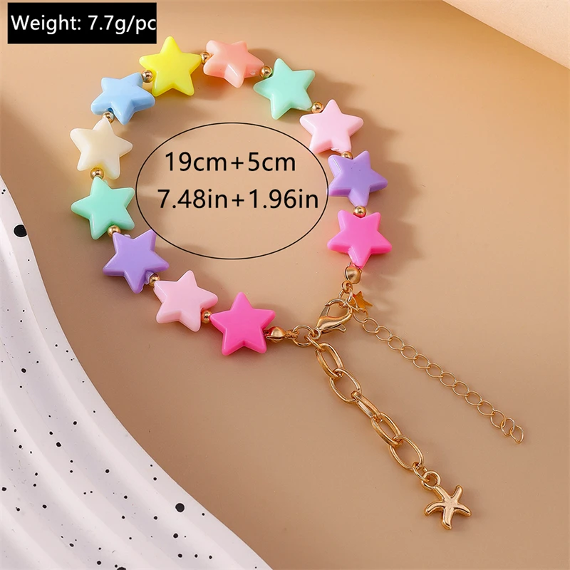 Modisches handgefertigtes buntes Sternperlen-Armband für Frauen und Mädchen, Party, Festival, Schmuck, Geschenke – Detail 4