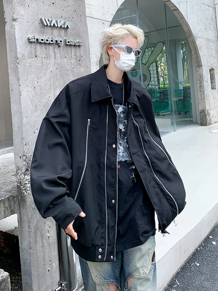 

American Sle Men's Pilot Jaet Spring Autumn Zipper Design Workwear High Street Faion Quilted Vest Straight Cut Fit