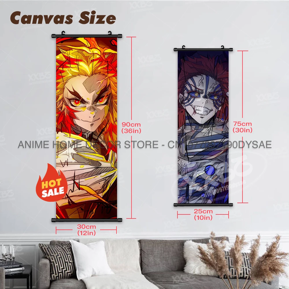 Dämonentöter: Dämonentöter: Kimetsu no Yaiba Poster Kibutsuji Muzan Wandkunstwerke Kokushibo Wohnkultur Akaza Hängende Malerei Schriftrollen Bild – Detail 4