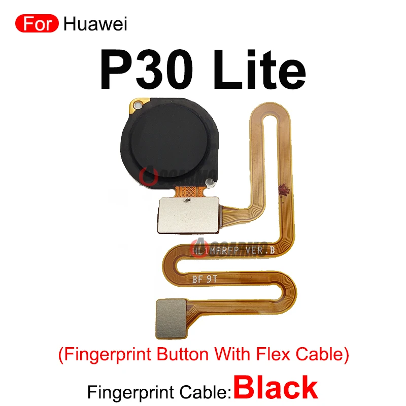 Negro azul blanco para Huawei P30 Lite P30Lite botón de huella digital Cable flexible y piezas de reparación de anillo