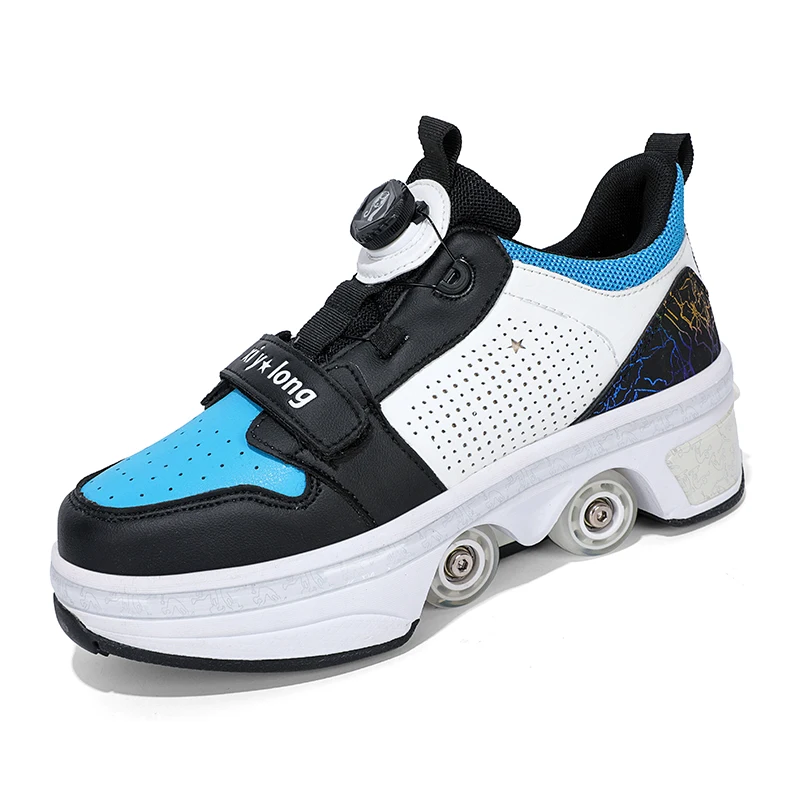 Sepatu Roller Skate bernapas 4 roda Unisex, sneaker gaya baru warna-warni untuk lelaki