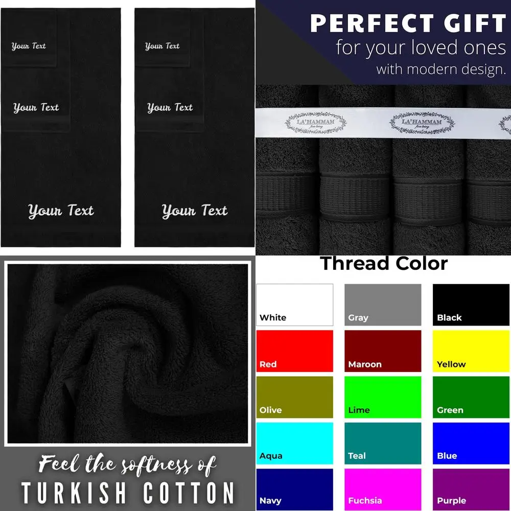 

Роскошный набор хлопковых полотенец с монограммой, 6 предметов, ультрамягкий и впитывающий, идеально подходит для гостиничных и спа-ванных комнат