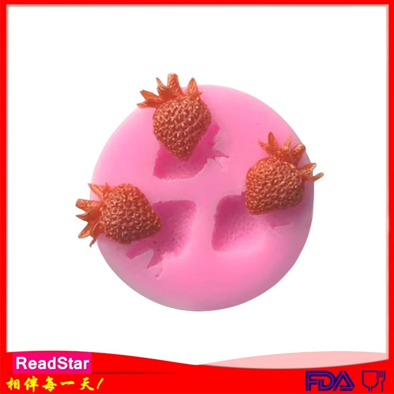 1/2/4PCS ReadStar 3FD022RD106 3 Cavities Strawberry Silicone Molds Fandant Cakes Chocolate Baking Mould Two Cavities Saop Mold