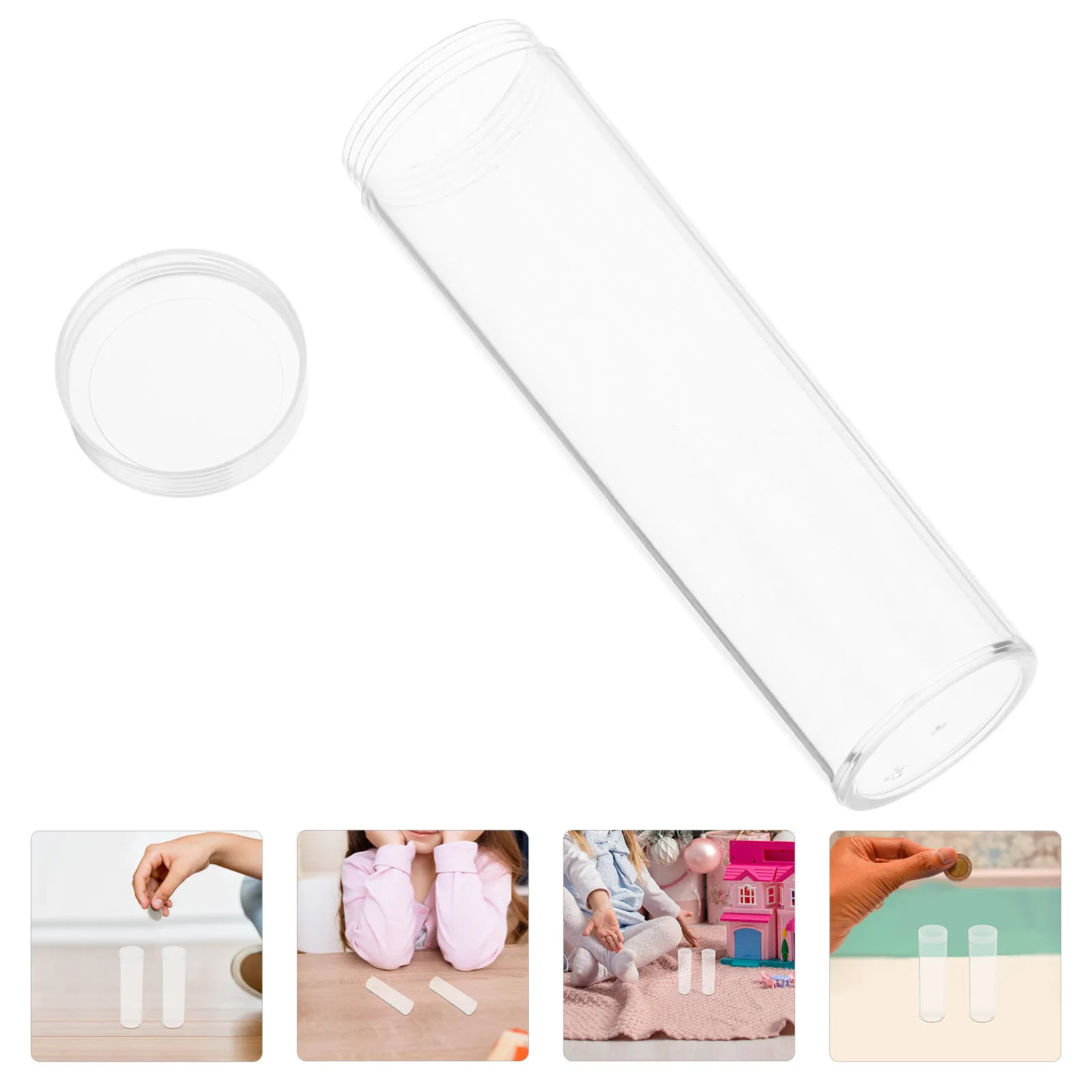 8Pcs Sturdy Transparent Coin Tubes with Lids Ideal for Commemorative Coins Quarter Holder Coin Collection Storage Protection