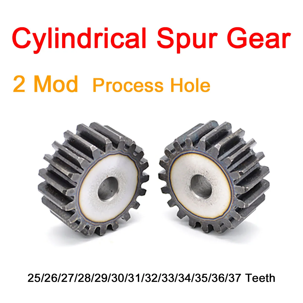 

1Pc 2Mod Cylindrical Spur Gear 25/26/27/28/29/30/31/32/33/34/35/36/37 Teeth 45# Steel Transmission Gear Tooth Pitch 6.28mm