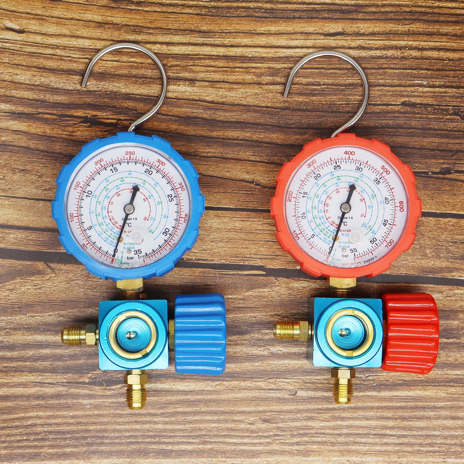 Air Condition Gauge Set For R410A R22 R134a R404A Refrigerants Manifold Gauge Manometer Valve 800psi/500psi with Visual Mirror