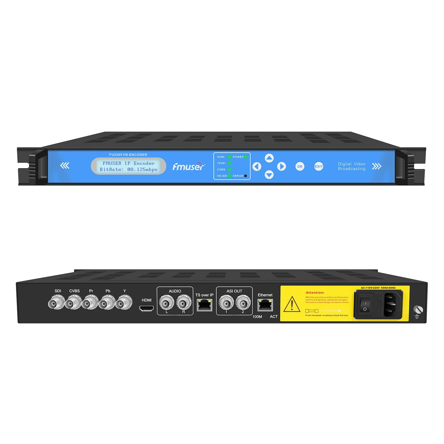 FU-2205 Multi-interface  Digital TV Video an Audio Encoder SDI YPbPr CVBS HD in and ASI IP Out for broadcasting