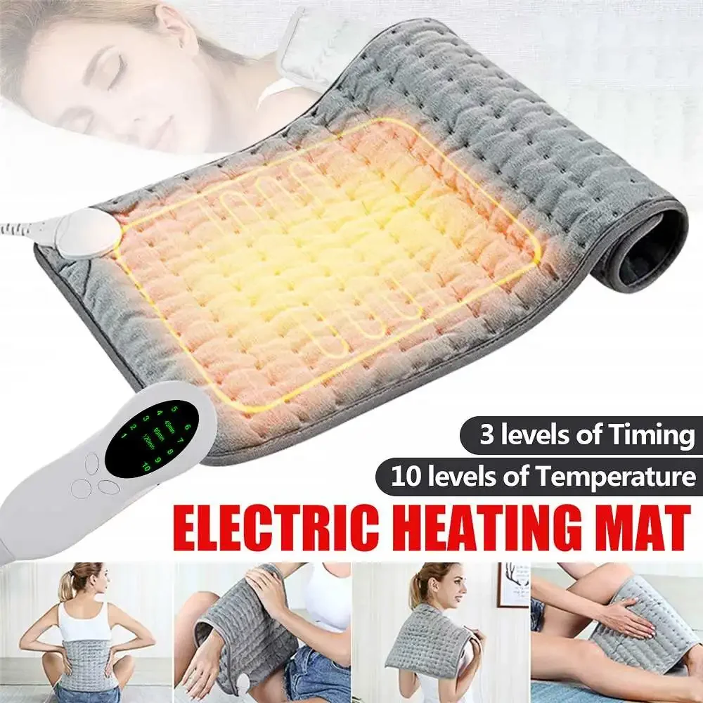 Electric Heating Pad Timer 43x84cm 10 Level 120W for Shoulder Neck Back Spine Leg Pain Relief Winter Warmer Wrap Temp Heater Pad