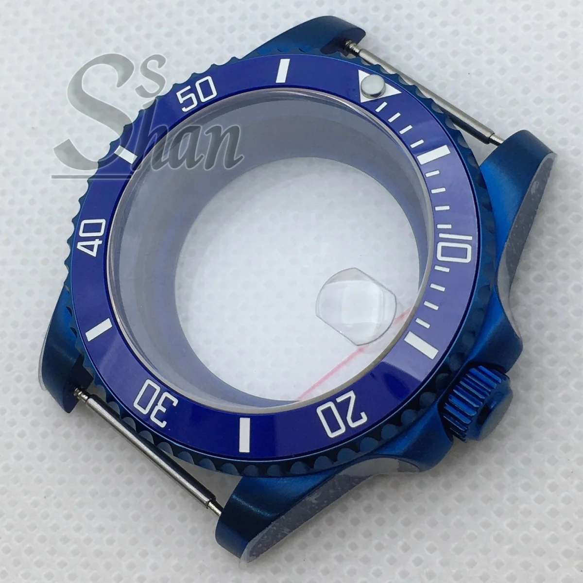 40mm Blue Watch Case with 120-Click Bezel, Stainless Steel, Sapphire Crystal. Compatible with NH34 NH35 ETA2824 PT5000 Movements