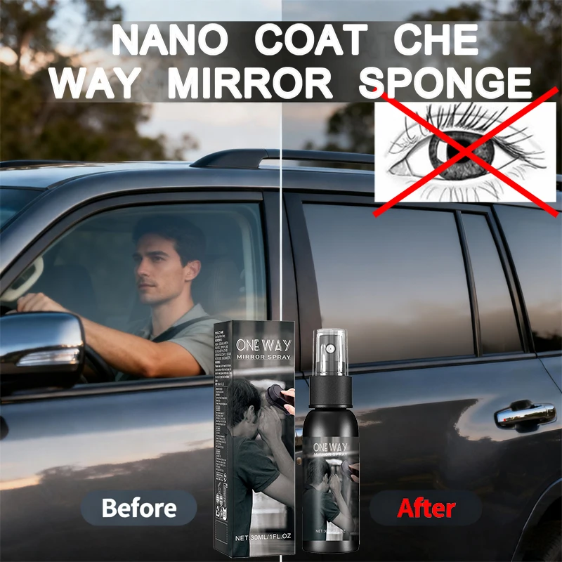 Spray antispia per parabrezza auto: visibile unidirezionale per la protezione della privacy, anti-regone, macchie e rimozione della polvere, adatto a tutti i tipi di vetro