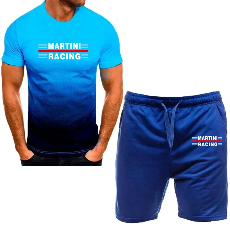 Terno esportivo de duas peças masculino, conjuntos de corrida, traje de treino fitness, camiseta, shorts, confortável, martini, corrida, novo, verão