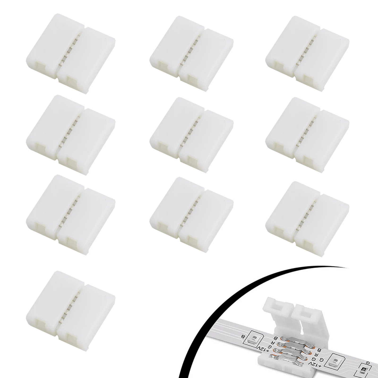 Led Light Connector Worry LED Strip Connections with 10 Solderless Buckle Connectors No Cutting No Welding