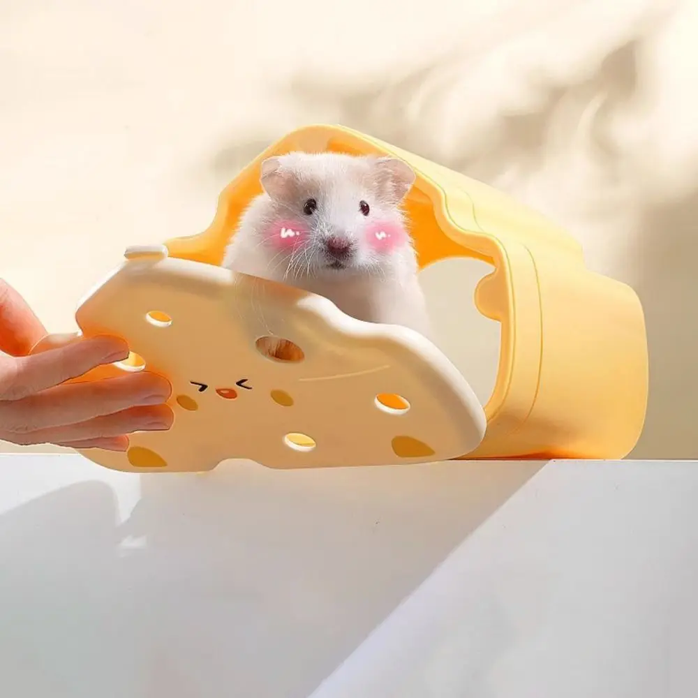 Plastic Cheese Hamster Nest Bite Resistant Semi Closed Small Pet Hiding House Magnetic Attraction Hamster Hideout Shelter