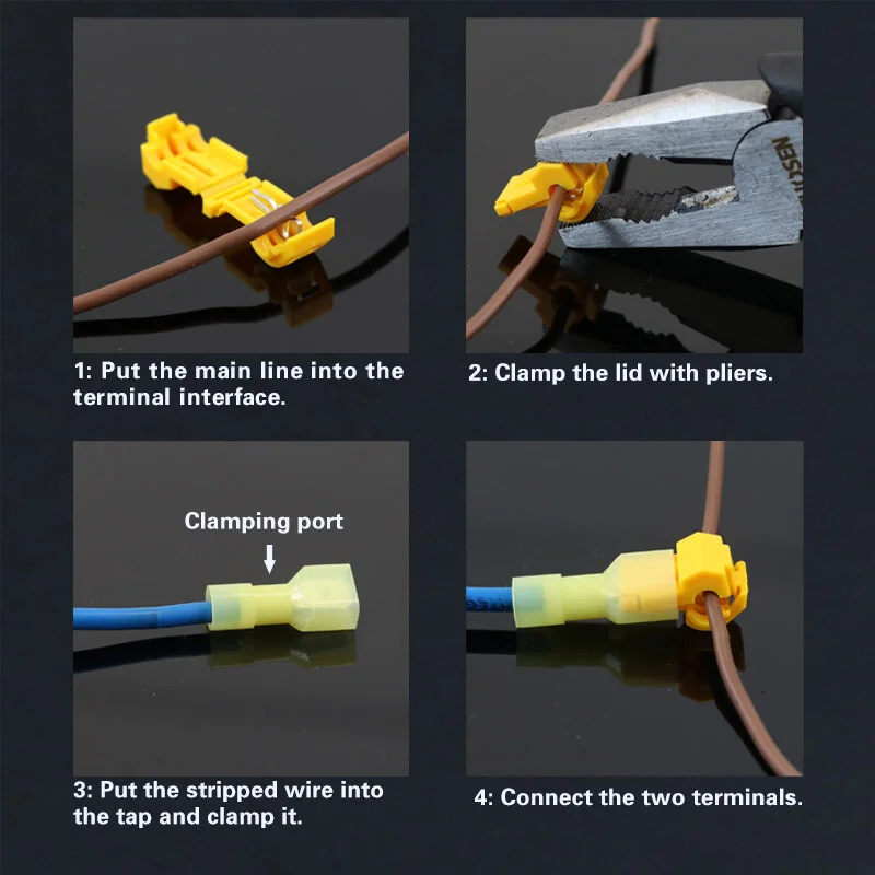 الأحمر T-الصنبور موصل سريع كابلات الموصلات الكهربائية المفاجئة لصق قفل سلك محطة مقاوم للماء تجعيد سلك محطة 22-18AWG