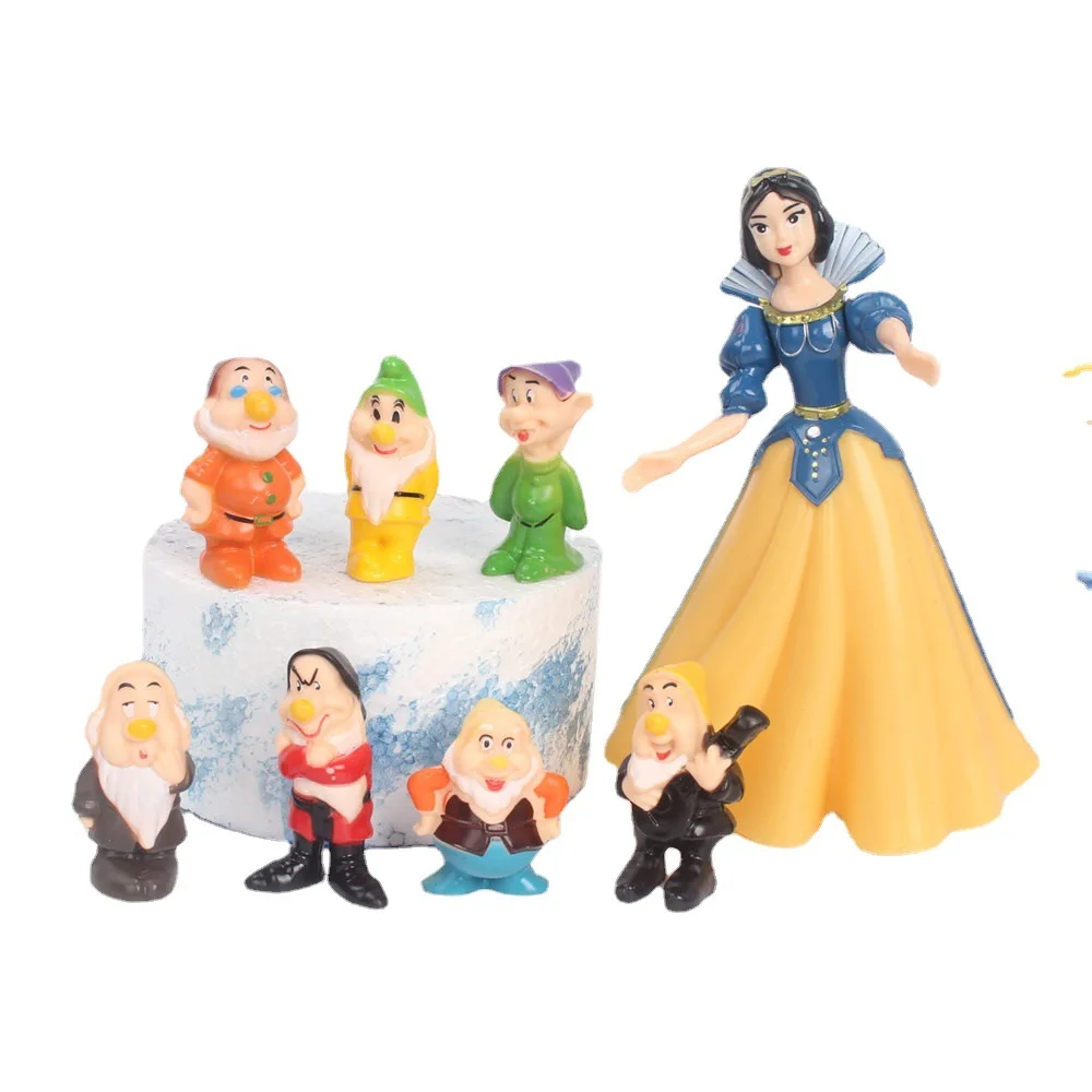 8Pcs/Lot Disney Movie Snow White And The Seven Dwarfs Ornament Action Figure Snow Princess Doll Hobby Collection Children Toys