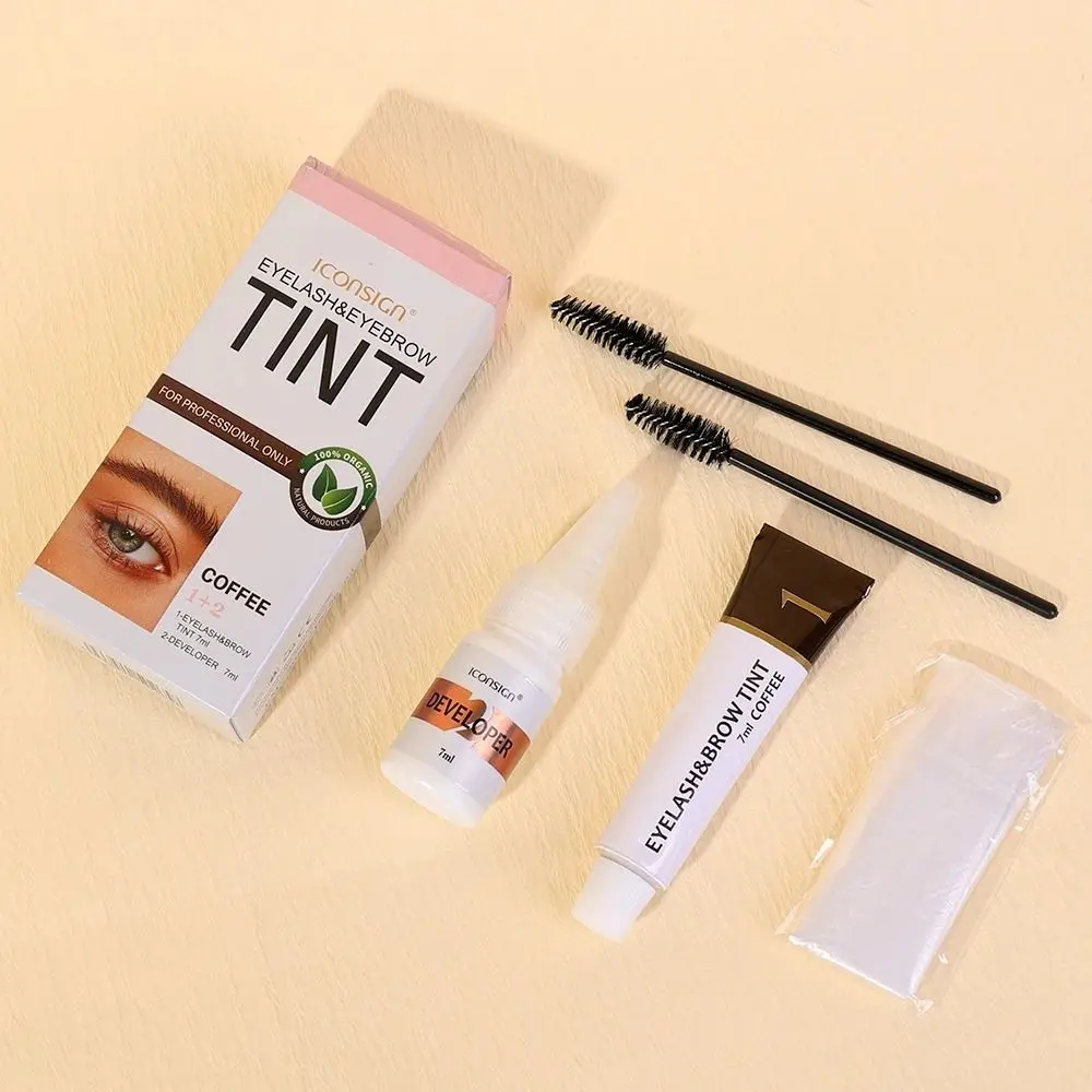 Black Brown Semi Permanent Eyebrow Dye Tint Kit Waterproof Fast Dye Eyebrow Cosmetics 2 in 1 Brow Enhance Eyelash Dying Tint